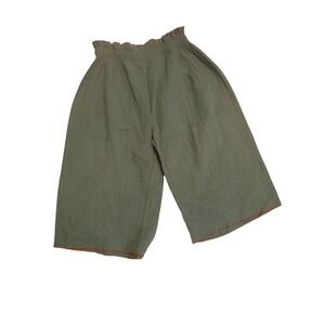 Fin & Vince Kids Olive Green Organic Cotton Gauze Wide Leg Culotte Pants 8/9
